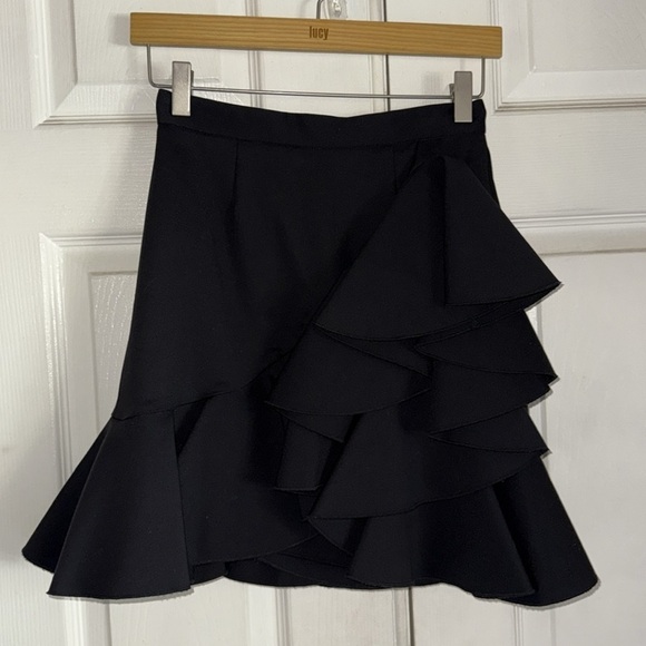 NWT Ronny Kobo Black Solange Big Ruffle Mini Skirt - Picture 1 of 8